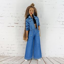 Denim suit with wide pants for Barbie Doll (Made to Move, BMR1959, Barbie Looks)