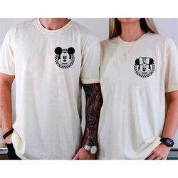 comfort colors retro disney pocket size print shirt, mickey and minnie, walt disney world, disney couple matching, disne