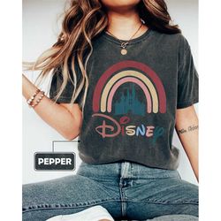 comfort colors disney rainbow castle shirt, walt disney world shirt, disney castle shirt, magic kingdom, disney shirt, d