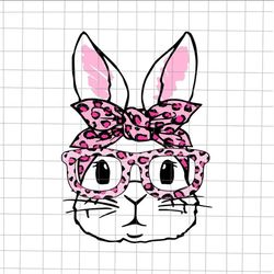 bunny face leopard glasses headband svg, rabbit leopard glasses svg, bunny rabbit easter day svg, bunny bandana heart sv