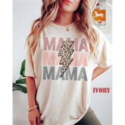 comfort colors leopard lighting mama shirt, mother's day shirt, gift for mom, happy mother day, new mom gift, mom life s