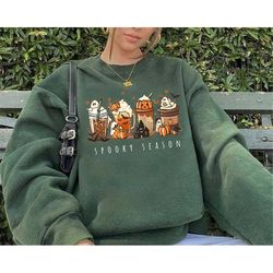 fall coffee sweatshirt, coffee lover shirt, pumpkin spice shirt, halloween latte shirt, fall sweatshirt, spooky season,