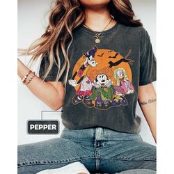 comfort colors funny minnie daisy goofy cosplay hocus pocus sanderson sisters shirt, disney witch scary movie tee, disne