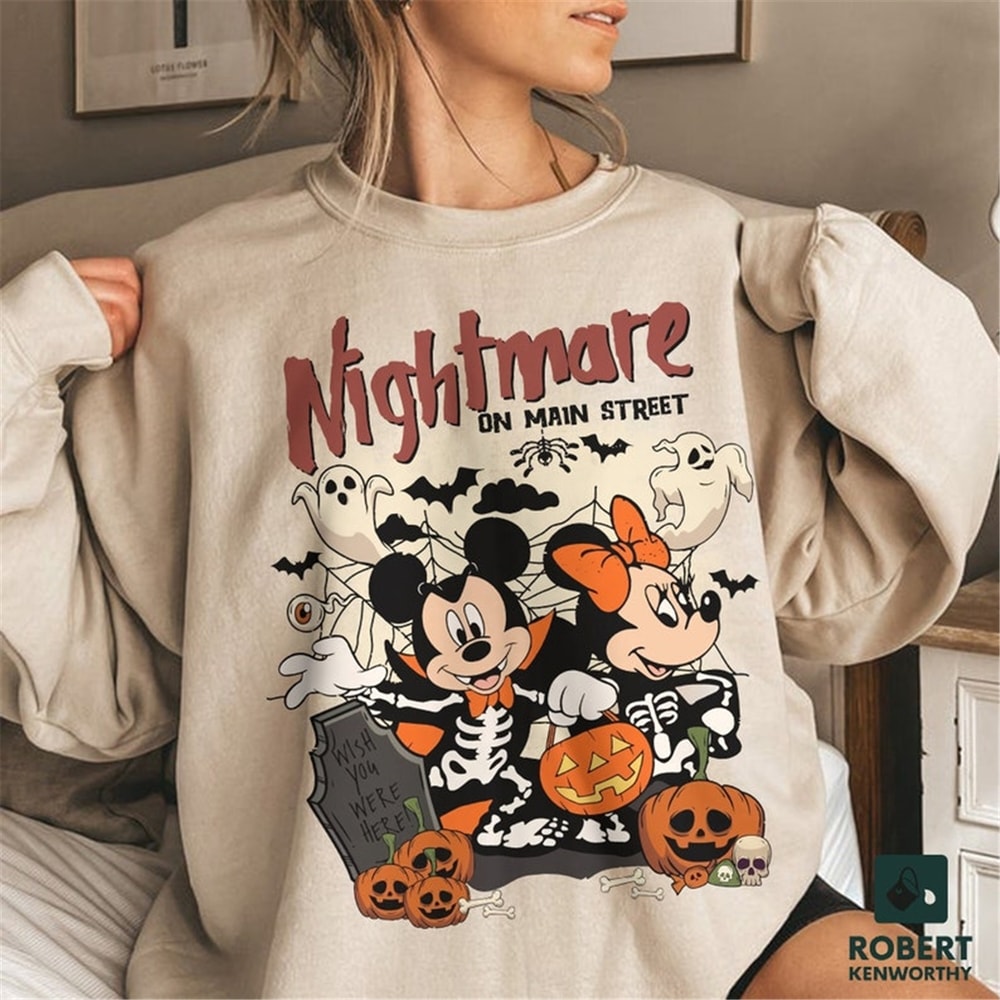 Vintage Mickey Minnie Halloween Shirts, Disney Halloween Swe