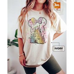 comfort colors disney watercolor castle minnie t-shirt, magic kingdom castle, walt disney world, princess castle shirt,