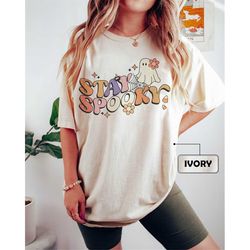 retro stay spooky comfort colors shirt, funny ghost shirt, spooky season shirt, fall shirt, trick or treat shirt, hallow