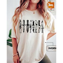 comfort colors horror movie characters shirt, horror movie knives, horror characters shirt, horror fan shirt, horror lov