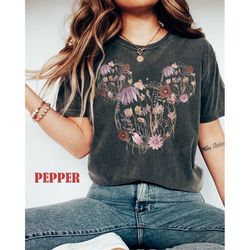 comfort colors retro wildflower  shirt, wildflower minnie head shirt, floral shirt, disney flower shirt, floral shirt fo