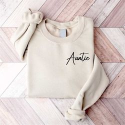 auntie pocket sweatshirt, cool aunt sweatshirt, pregnancy announcement gift, gift for auntie, cool sister sweater, best