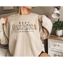 custom best grandma ever with children name sweatshirt, floral grandma sweater, happy mother's day, gifts for grandma, p