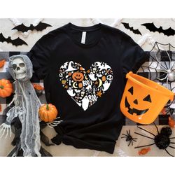 halloween doodles heart boo shirt, halloween ghost shirt, funny halloween party shirt, creepy cute doodles tee, spooky s