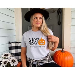 peace love halloween shirt, peace love pumpkin tee, halloween pumpkin shirt, funny halloween shirt, halloween t-shirts,