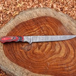 handmade damascus fillet knife for fishing hand forged fillet knife with leather sheath, handmade damascus fillet knife