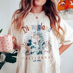 retro mickey and friends disneyland est 1955 t-shirt, 2023 family vacation shirt, magic kingdom, disneyland shirt, micke