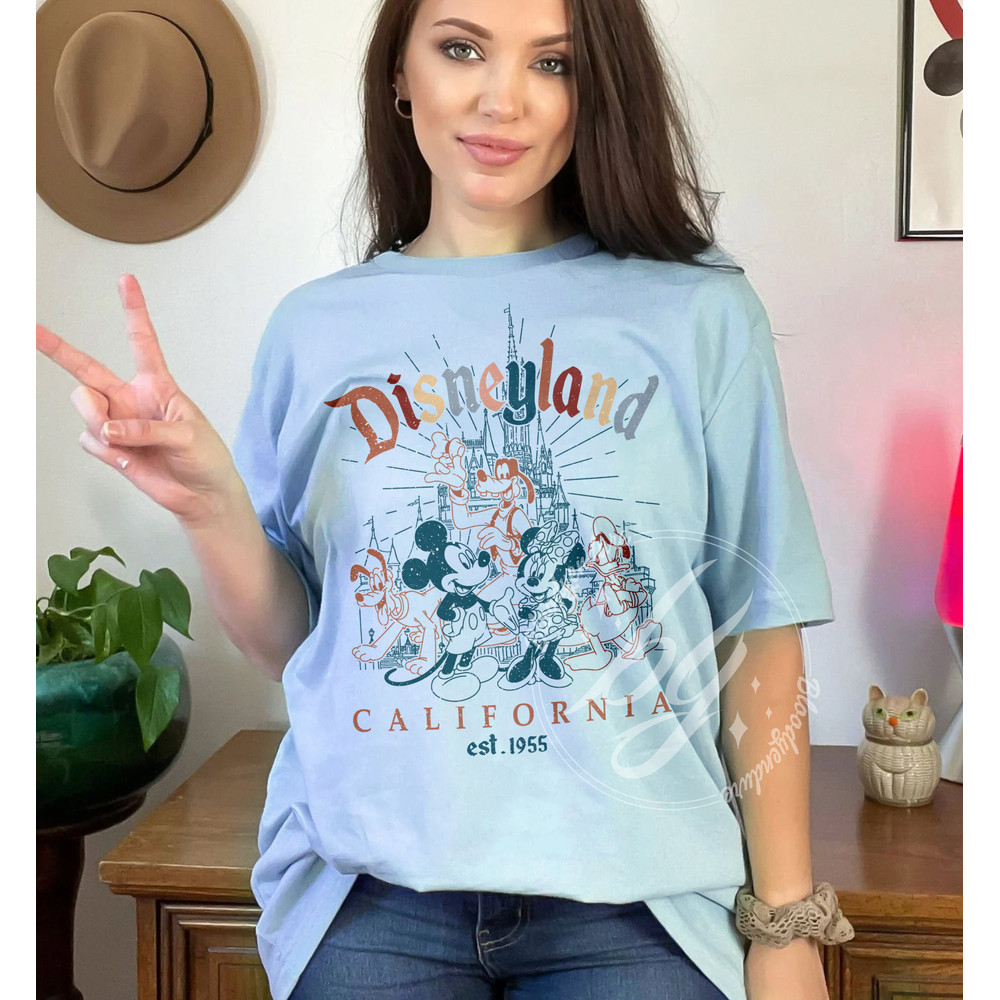 Retro Mickey And Friends Disneyland Est 1955 T-shirt, 2023 Family Vacation Shirt, Magic Kingdom, Disneyland Shirt, Mickey Minnie Pluto Shirt - 3.jpg