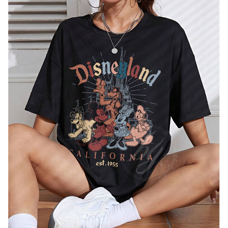 Retro Mickey And Friends Disneyland Est 1955 T-shirt, 2023 Family Vacation Shirt, Magic Kingdom, Disneyland Shirt, Mickey Minnie Pluto Shirt - 4.jpg
