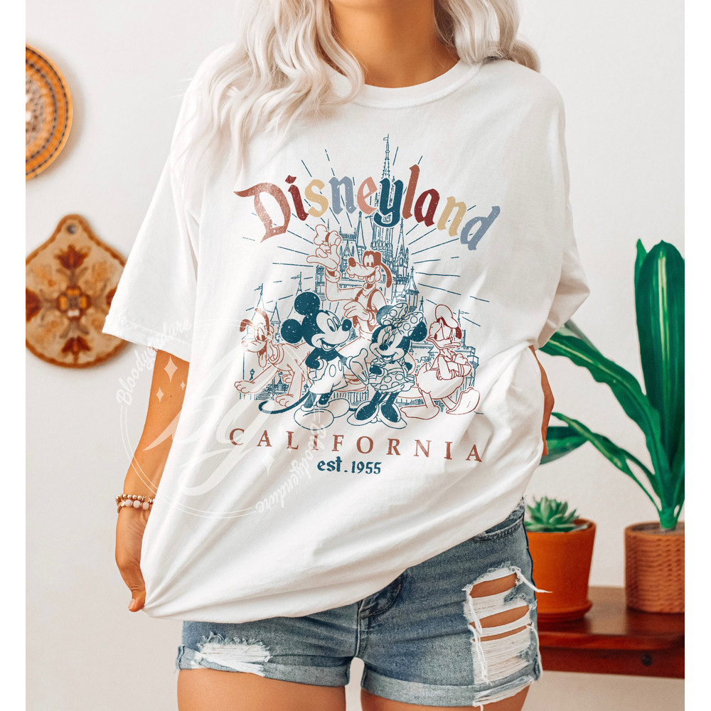 Retro Mickey And Friends Disneyland Est 1955 T-shirt, 2023 Family Vacation Shirt, Magic Kingdom, Disneyland Shirt, Mickey Minnie Pluto Shirt - 5.jpg