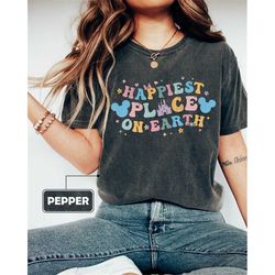happiest place on earth comfort colors tshirt, matching family shirts, retro vacation shirts, mouse ears shirt, disney f