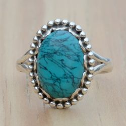 Turquoise Ring Women, 925 Silver Turquoise Ring, Stone Ring, Oval Turquoise Gemstone Ring, 925 Silver Turquoise Ring
