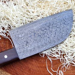 elegant wooden hand forged chef cleaver | chef chopper| damascus cleaver | curved blade cleaverti