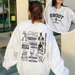 groot est 1994 double-sided sweatshirt, vintage i am groot shirt, guardians of the galaxy vol.3 shirt | quill, rocket, g