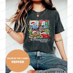 disney cars christmas graphic comfort color shirt, vintage cars land holiday tee, retro lightning mcqueen shirt, disney