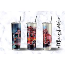 20 oz Skinny Tumbler Sublimation Design Template Download PNG DIGITAL Fire engine firefighter fire truck download 20oz w