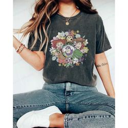 vintage toy story flower shirt, disney toy story character comfort color shirt, cute woody and friends group shirt, disn