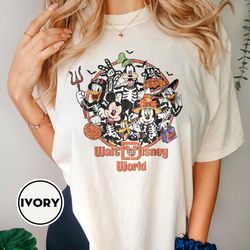 vintage walt disney world halloween shirt, disney skeleton shirt, mickey and friends halloween , disney family matching