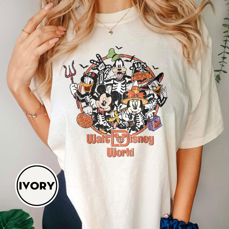Vintage Walt Disney World Halloween Shirt, Disney Skeleton Shirt, Mickey And Friends Halloween , Disney Family Matching Shirt, Not So Scary - 1.jpg