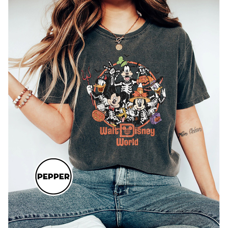 Vintage Walt Disney World Halloween Shirt, Disney Skeleton Shirt, Mickey And Friends Halloween , Disney Family Matching Shirt, Not So Scary - 2.jpg