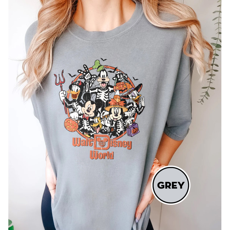 Vintage Walt Disney World Halloween Shirt, Disney Skeleton Shirt, Mickey And Friends Halloween , Disney Family Matching Shirt, Not So Scary - 4.jpg
