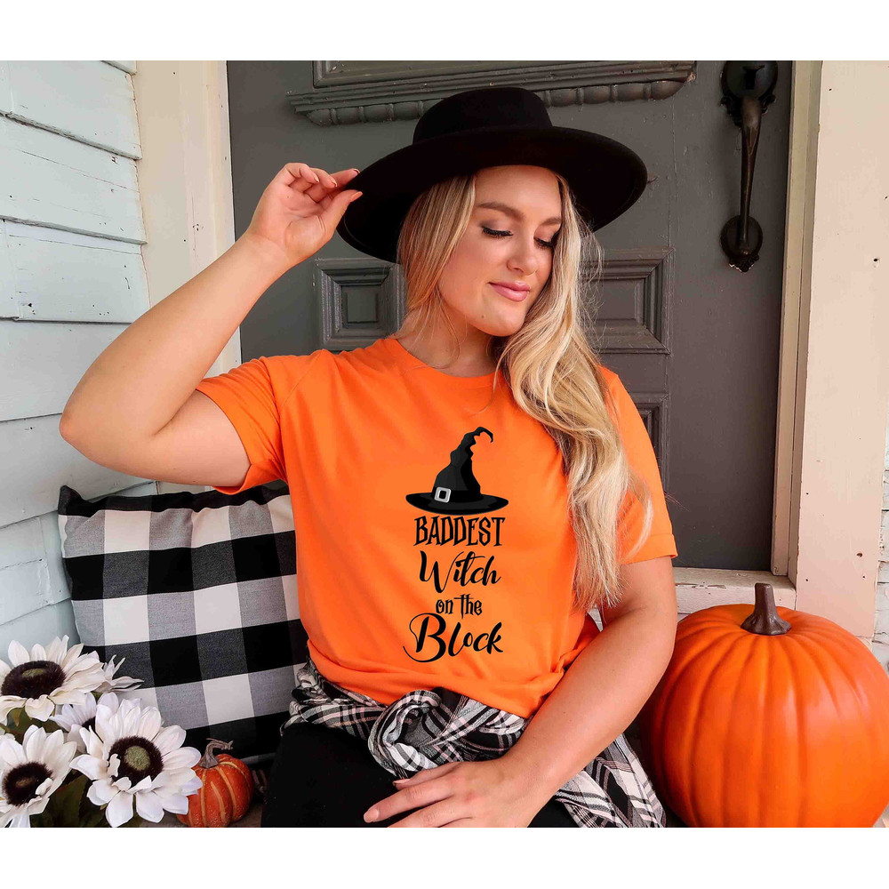 Baddest Witch on the Block Shirt, Halloween Witch Shirt, Bad Witch Halloween Shirt, Funny Halloween Women Shirt, Halloween Witch Sweatshirt - 1.jpg