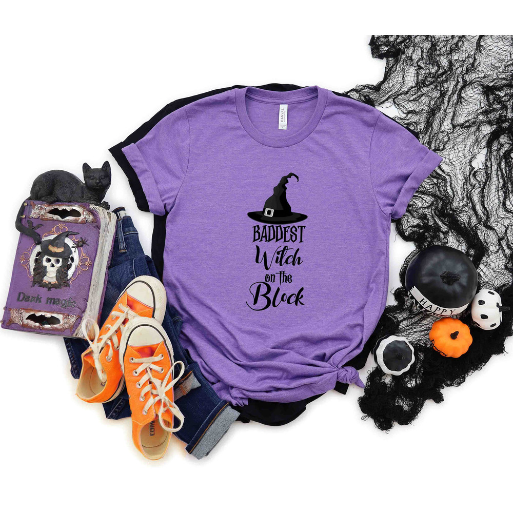 Baddest Witch on the Block Shirt, Halloween Witch Shirt, Bad Witch Halloween Shirt, Funny Halloween Women Shirt, Halloween Witch Sweatshirt - 2.jpg