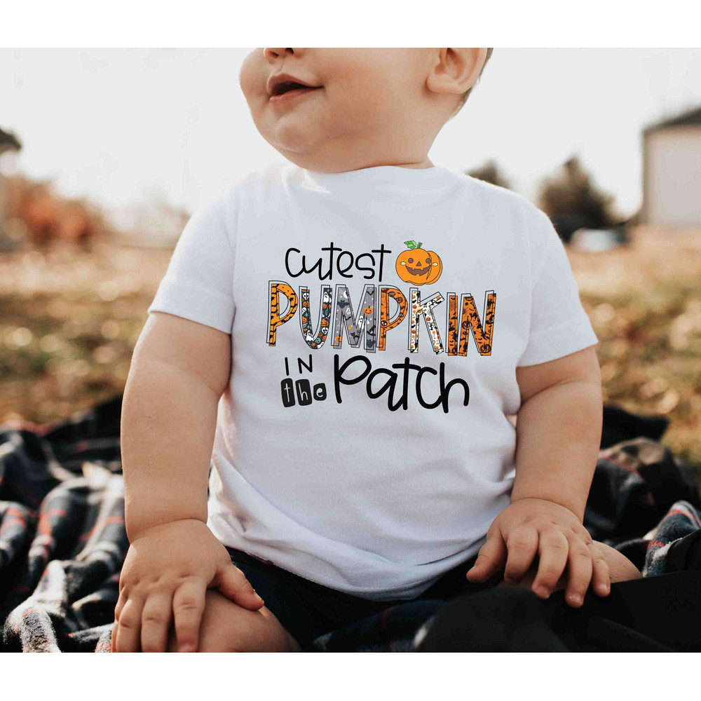 Cutest Pumpkin in the Patch Shirt, Halloween Toddler Shirts, Kids Halloween Outfit, Baby's Halloween Onesie, Pumpkin Baby Onesie, Fall Shirt - 1.jpg