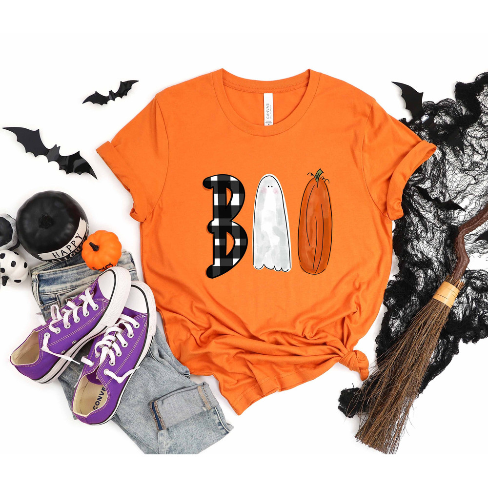 Cute Boo Ghost Pumpkin Halloween Shirt, Boo Halloween Shirts, Fall Shirts, Funny Halloween Party Tee, Ghost Shirt, Halloween Pumpkin Shirt - 2.jpg