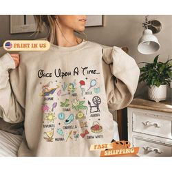 disney once upon a time collage princess shirt, disneyland family vacation outfits, magic kingdom tee, cute disney birth