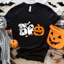 halloween boo spider web ghost pumpkin face shirt,