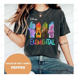 elemental 2023 disney comfort color shirt, disney pixar elemental shirt, ember wade clod grale shirt, disney elemental c