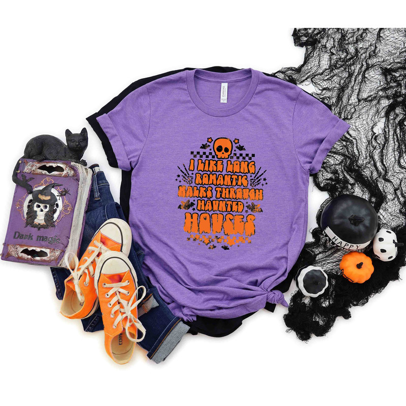 I Like Long Romantic Walks Through Haunted Houses Shirt, Haunted Houses Shirt, Funny Halloween Shirt, Sarcastic Halloween Shirt, Spooky Tee - 2.jpg