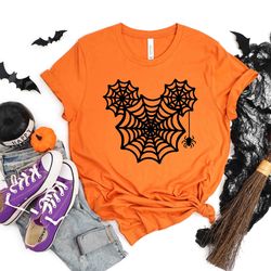 mickey head spider web halloween shirt, disney hal
