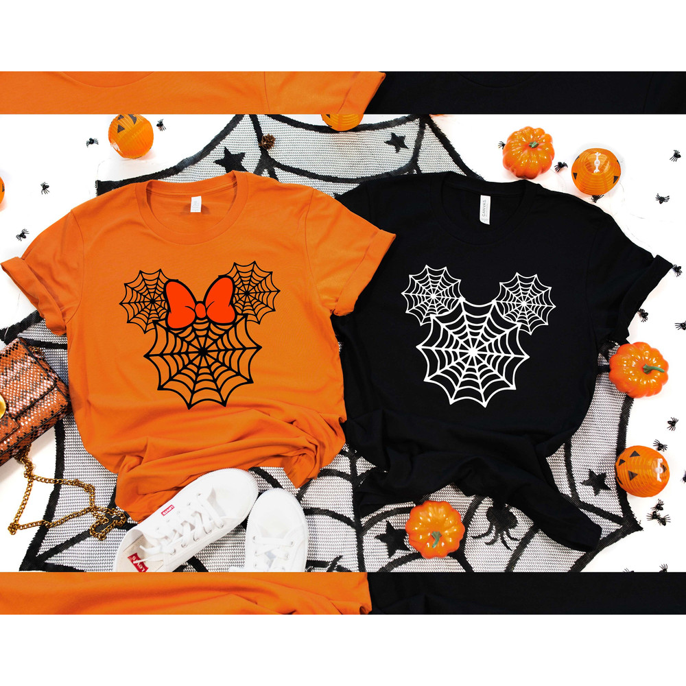 Mickey Minnie Spider Web Heads Shirt, Disney Halloween Shirts, Disney Halloween Party Shirt, Disney Spider Web Shirt, Mickey Spider Web Tee - 1.jpg