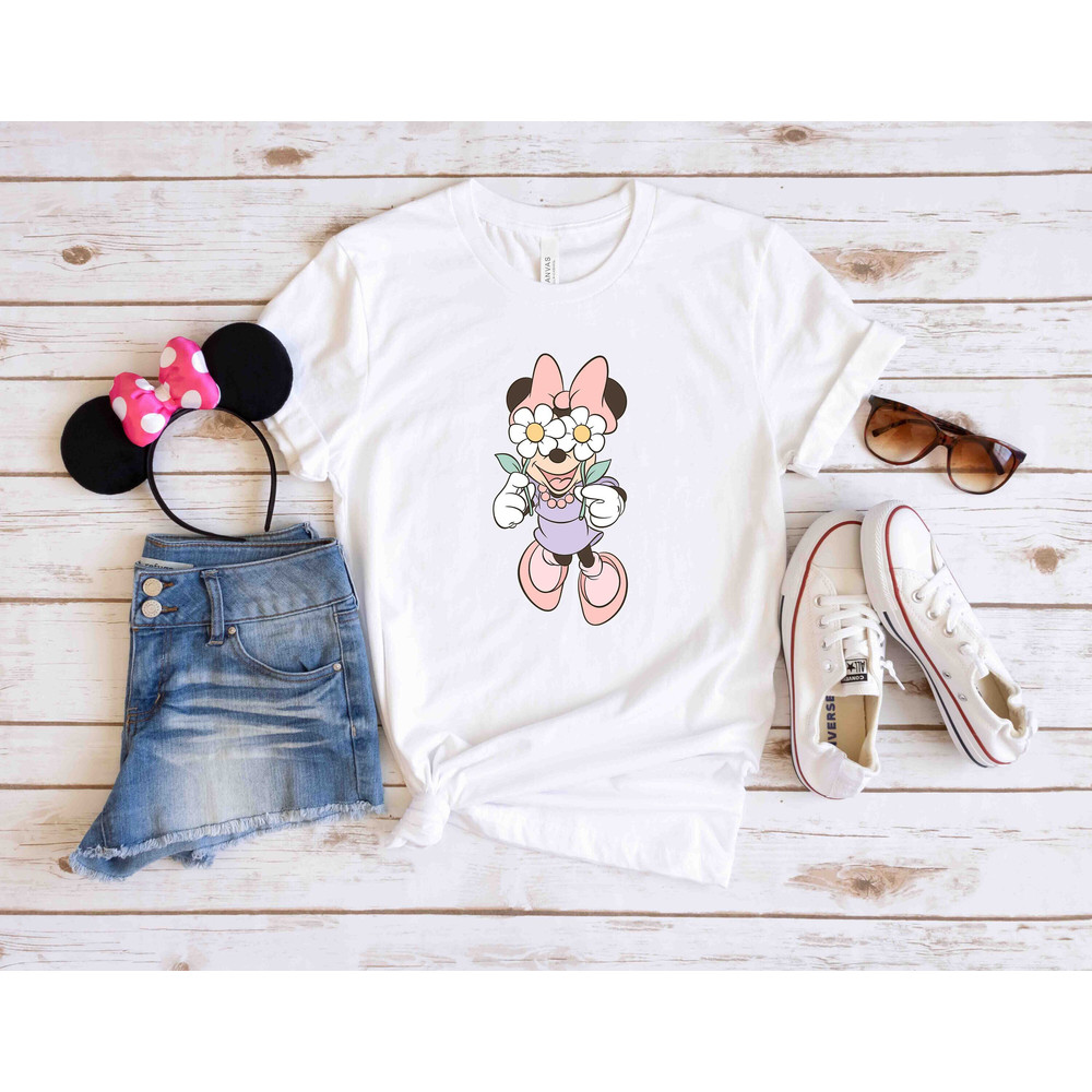 Minnie Mouse Floral Shirt, Disney Minnie Mouse Shirt, Minnie Shirt, Disneyland Shirt for Women, Disney Girls Trip Shirt, Summer Women Shirt - 1.jpg