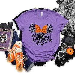 minnie mouse spider web halloween shirt, disney ha