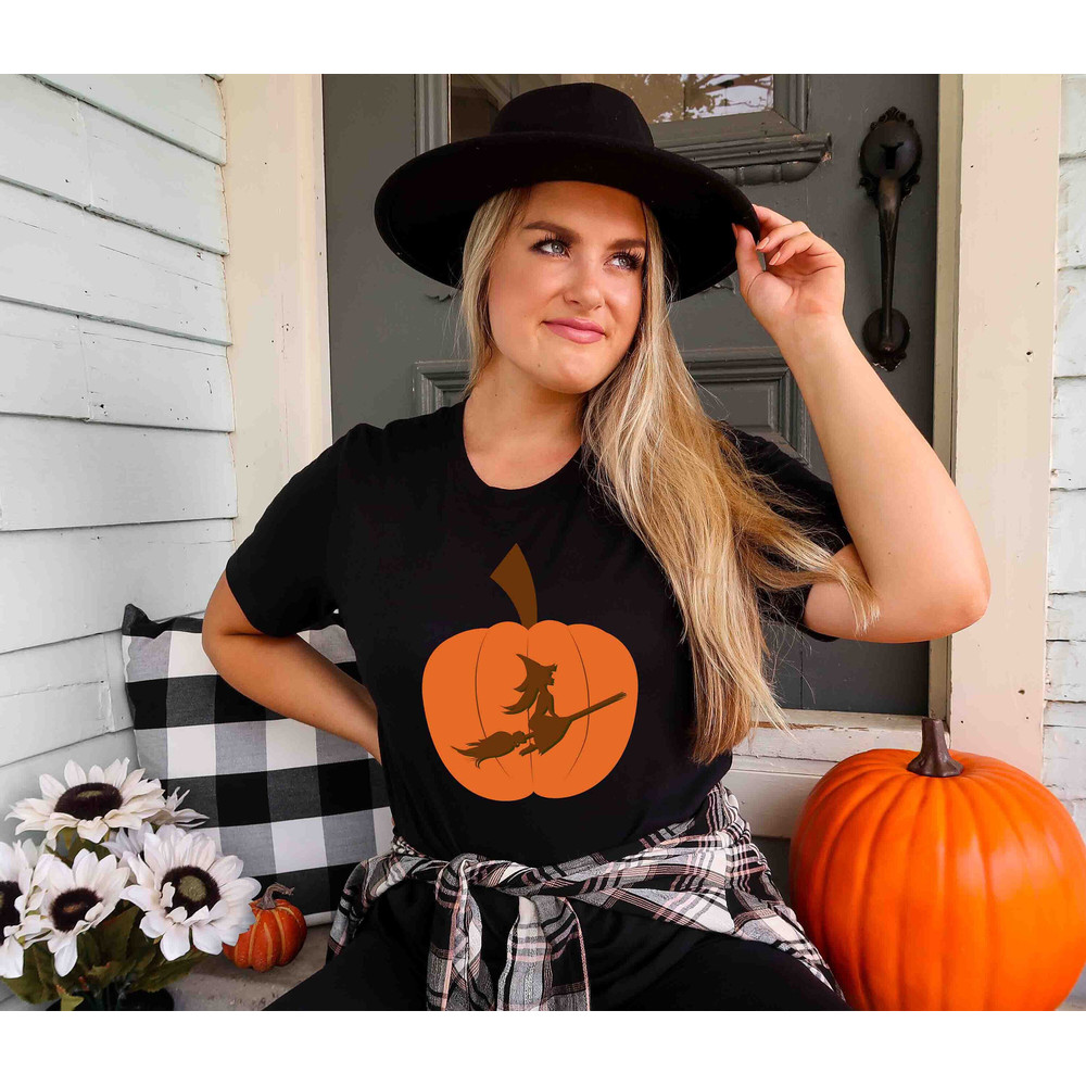 Pumpkin Witch Shirt, Halloween Witches Shirt, Halloween Women Shirt, Halloween Witch Sweatshirt, Witch Broom Halloween Shirt, Witchy T-Shirt - 1.jpg
