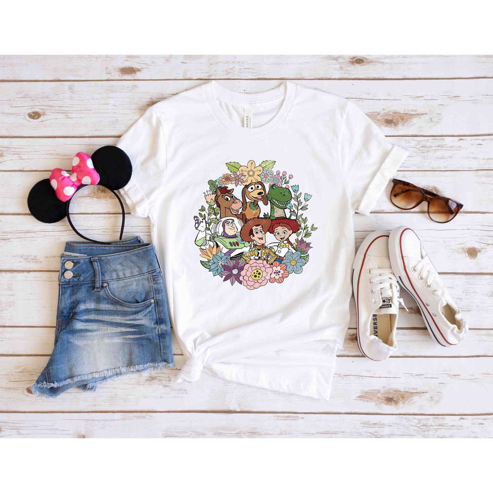 Toy Story Characters Floral Shirt, Disney Toy Story Shirt, Toy Story Character Shirt, Disney Family Trip Shirt, Toy Story Buzz Lightyear Tee - 1.jpg