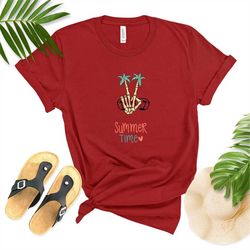 skull summer time shirt, beach skeleton shirt,skull holiday shirt, beach life,summer 2023 shirt, summer palm shirt