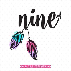 9th birthday svg, ninth birthday cut file, nine years old svg file, birthday shirt vinyl cut file, girls birthday vinyl