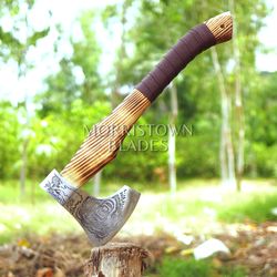 handmade carbon steel viking axe, bearded axe with leather sheath, high carbon steel blade, best gift for men's