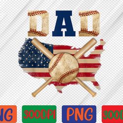 proud vintage baseball dad cool american flag png, digital download